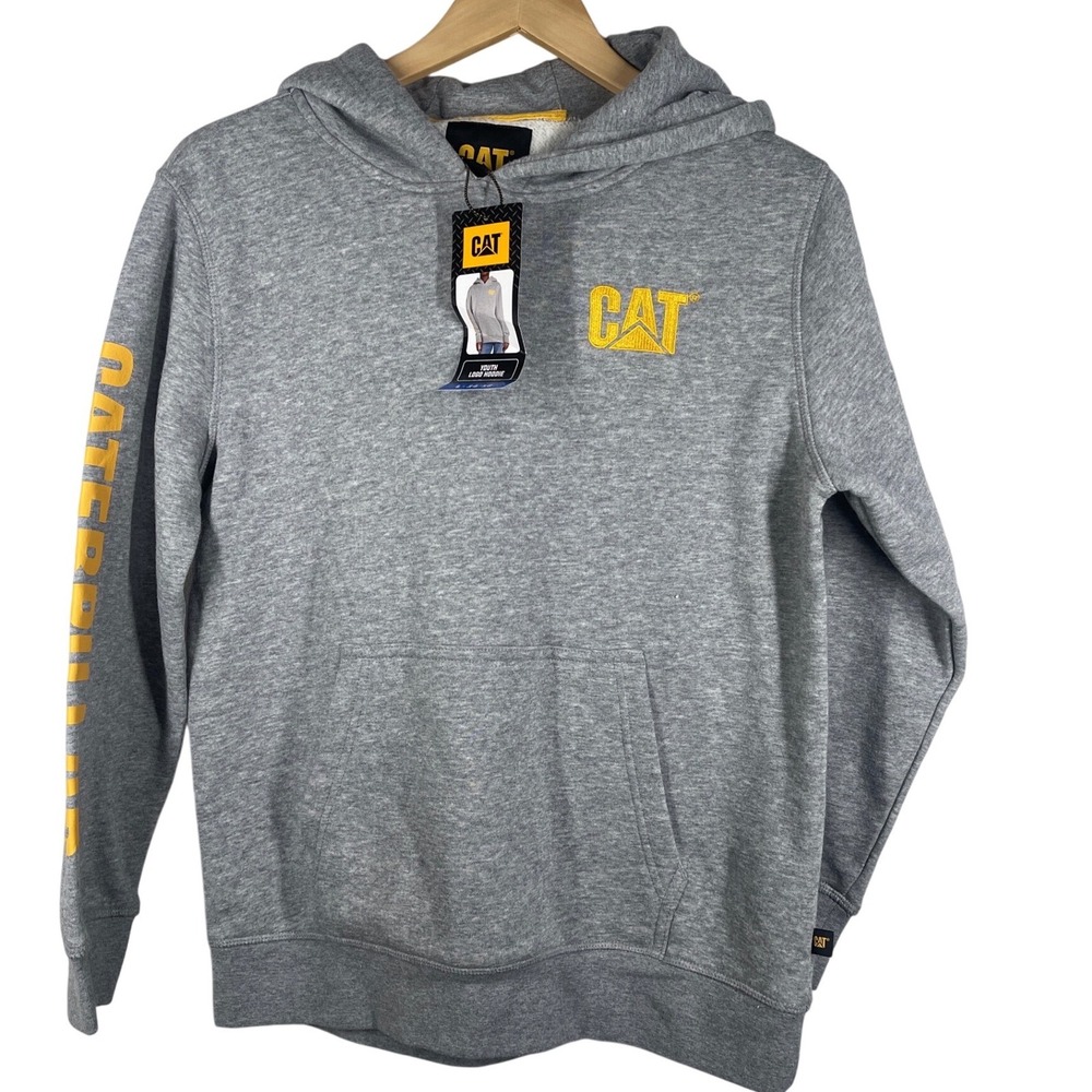 CAT Caterpillar Youth Logo Hoodie Medium Heather Grey L 14/16 25CPFFB12K-039-PC